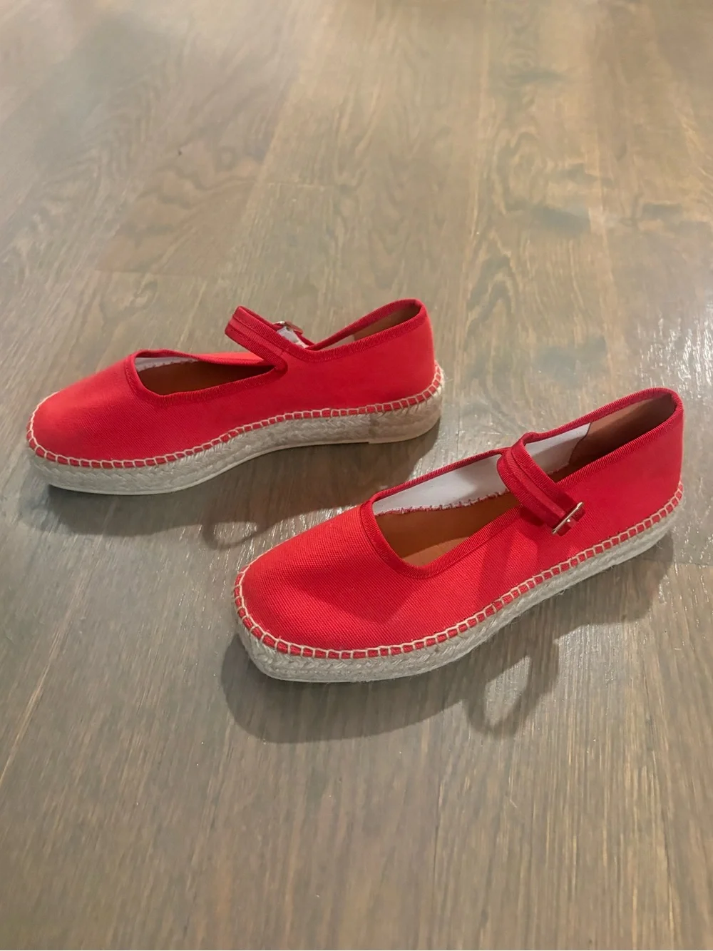 Anthropologie Maeve Mary Jane Espadrille Flats in Red